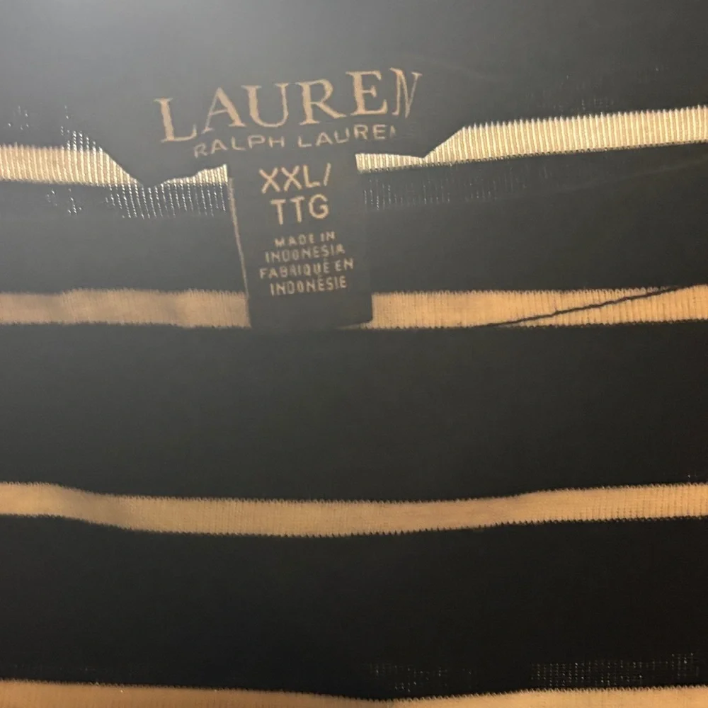 Lauren Ralph Lauren Black and White Striped Top Quarter Sleeve - Picture 3 of 3